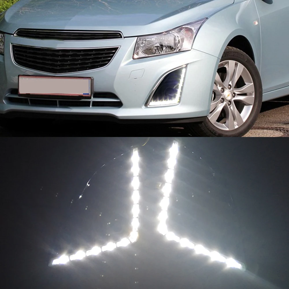 Автомобильные мигающие drl 2 шт. для Chevrolet Chevy Cruze 2013 2014 2015 DRL с отверстием
