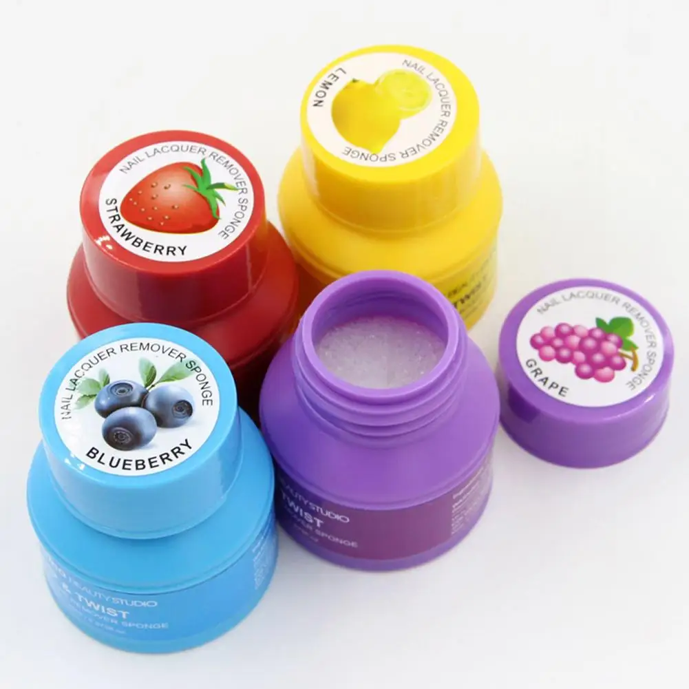 

25ml Rotary Nail Remover Fruit Flavor Cotton Sponge Glue Cleaner Manicure Art