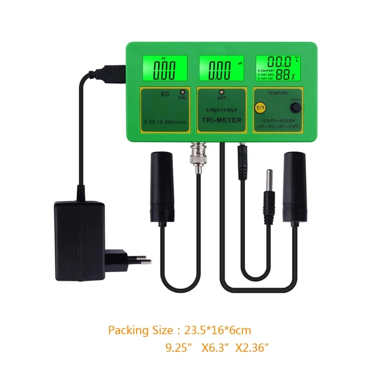 

4 in 1 PH TEMP EC RH Water Quality Tester Monitor PH Meter Multi-parameter Water Meter for Pools Drinking Water Aquarium
