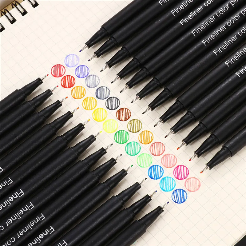 

12 24 36 48 60 Colors 0.4mm Micron Liner Marker Pens Fineliner Color Pen Water Based Assorted Ink For Painting School Office Art