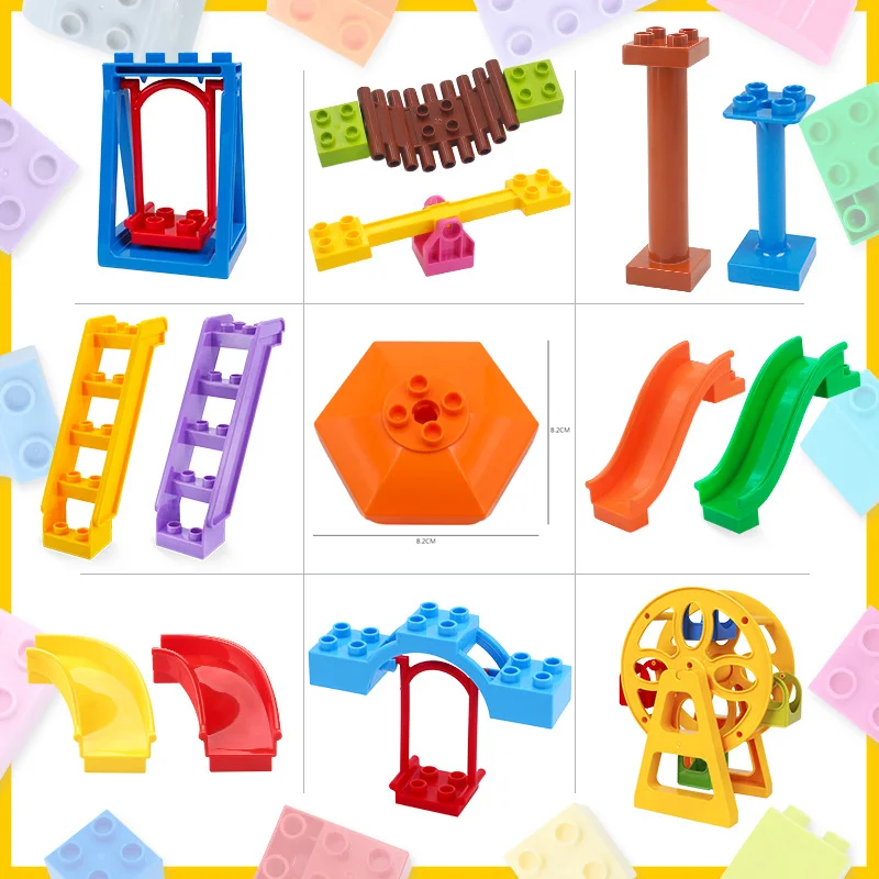 

Big Building Blocks Compatible Slide Seesaw Park Series Large Bricks MOC DIY Plastic Educational Creative Toy Children Kid Gifts