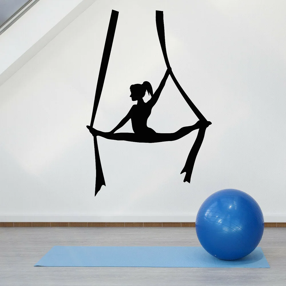 

Yoga Pose Vinyl Wall Decal Fly Aerial Yoga Balance Girl Wall Stickers For Centre Meditation Bedroom Decor Accessories W604
