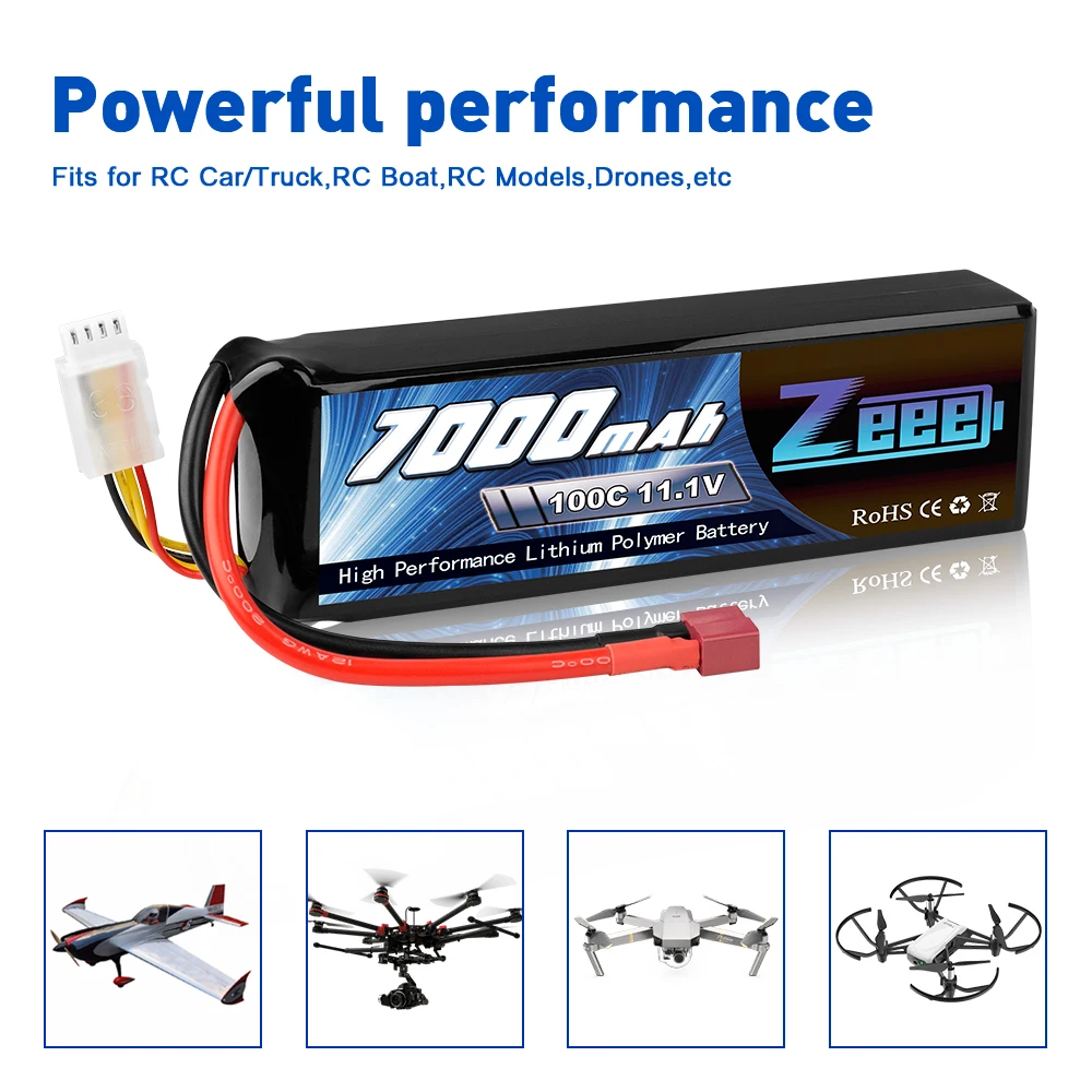 Zeee 11 1 V 100C 7000mAh 3S Lipo батарея Deans разъем с металлическими пластинами для RC