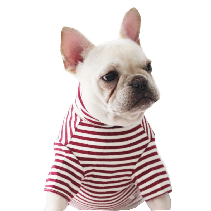 

Dog Clothes Spring and Autumn Red Striped Pet Clothes