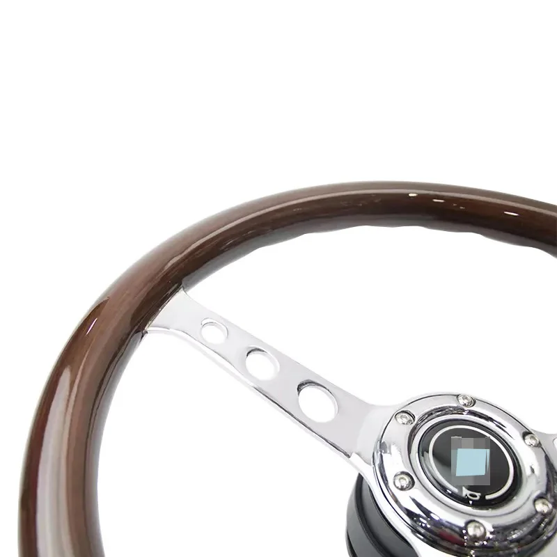 15 дюймов Автомобильный руль классический твердой древесины серебро спицы