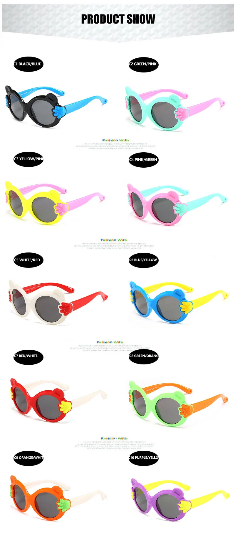 

Cat Eye Kids Sunglasses Polarized Children Sun glasses Girl Boy Carton Little Bear Eyeglasses Flexible Spectacles UV400 Oculos