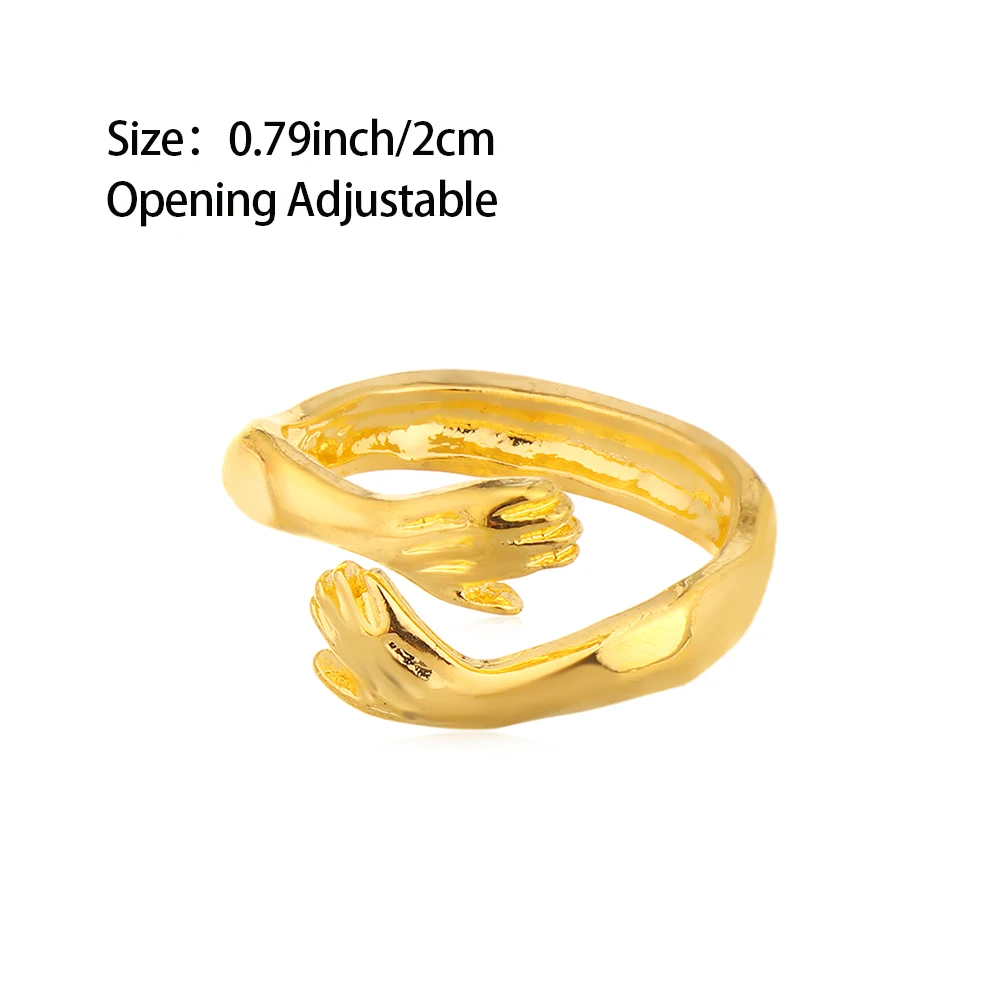 

1PC Romantic love hug carved bracelet creative love forever finger open adjustable ring women men's Wedding Couple Open Finger