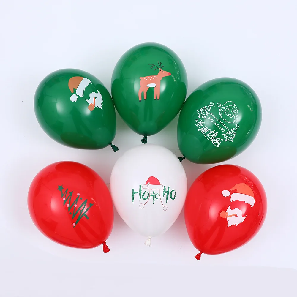 

100PCS 10 Inch Balloon Accessories Mixed With Christmas Printing Latex Balloon Christmas Party Decoration Latex Balloon
