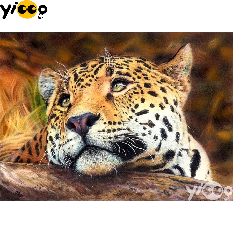 

Full Square/Round Drill Diamond Painting Cross Stitch Embroidery Leopard Head Rhinestone Mosaic Home Decor Gift BX1817