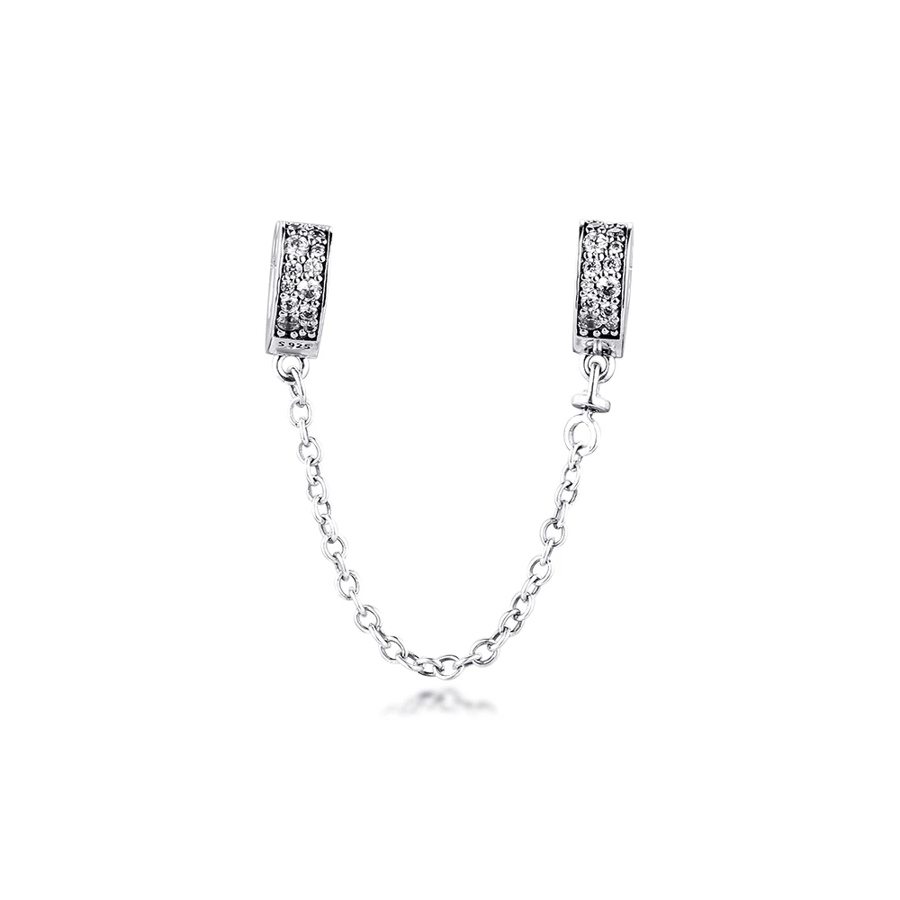 

Charms 925 Silver Original Fit Pandora Bracelets Sterling Silver Sparkling Arcs Safety Chain Charm Beads for Women diy Jewelry