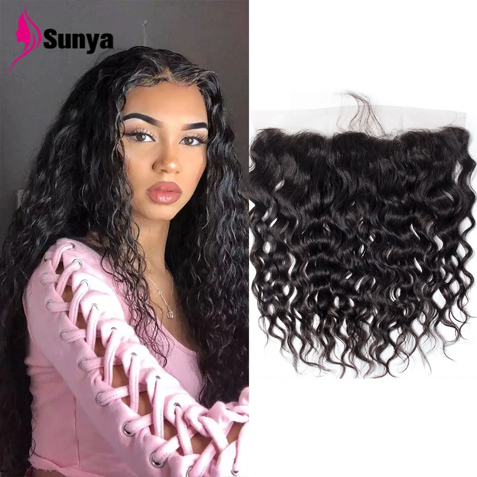 

13X4 Inch Water Lace Closure Remy Hair Natural Color Transparent Lace Closure 100% Human Hair Free Part Swiss Lace Closure