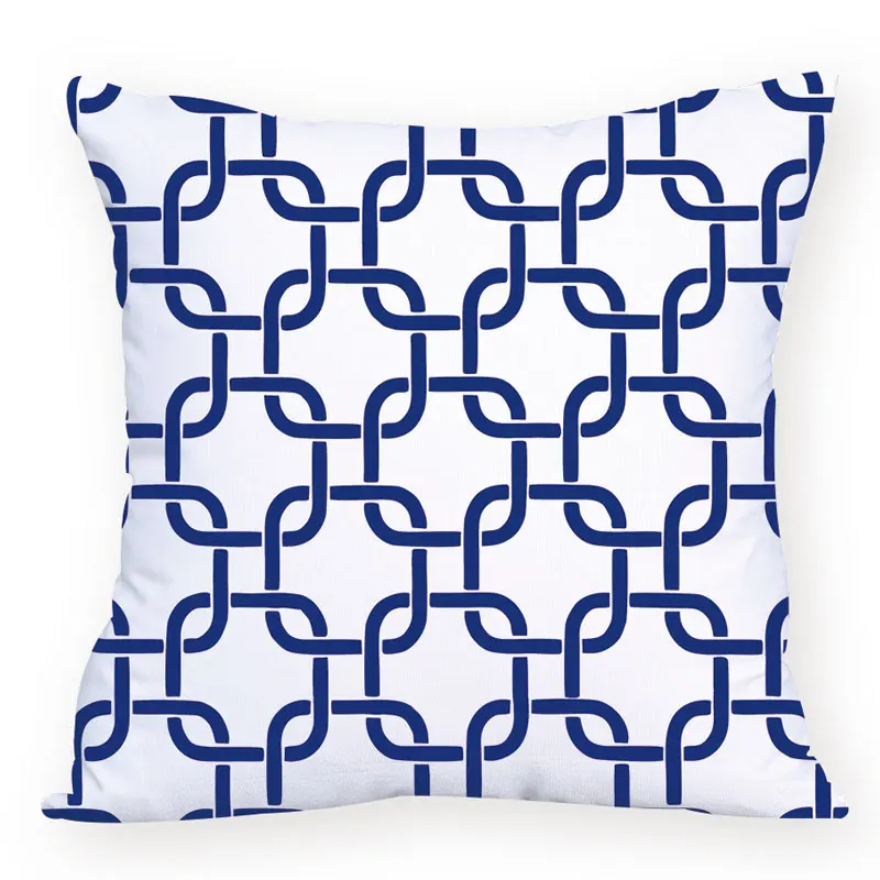 Геометрический чехол для подушки в синюю полоску домашний Декор Подушка Чехол персонализированные линии пледы Декоративные Чехлы для подушек диван подушки на кровать - Цвет: L855-14