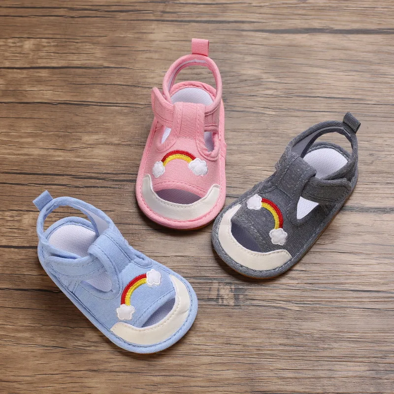 

2021 New Baby Boys Girls Summer Sandals Breathable Canvas Anti-Slip Sole Cute Tolddlers First Walker Shoes