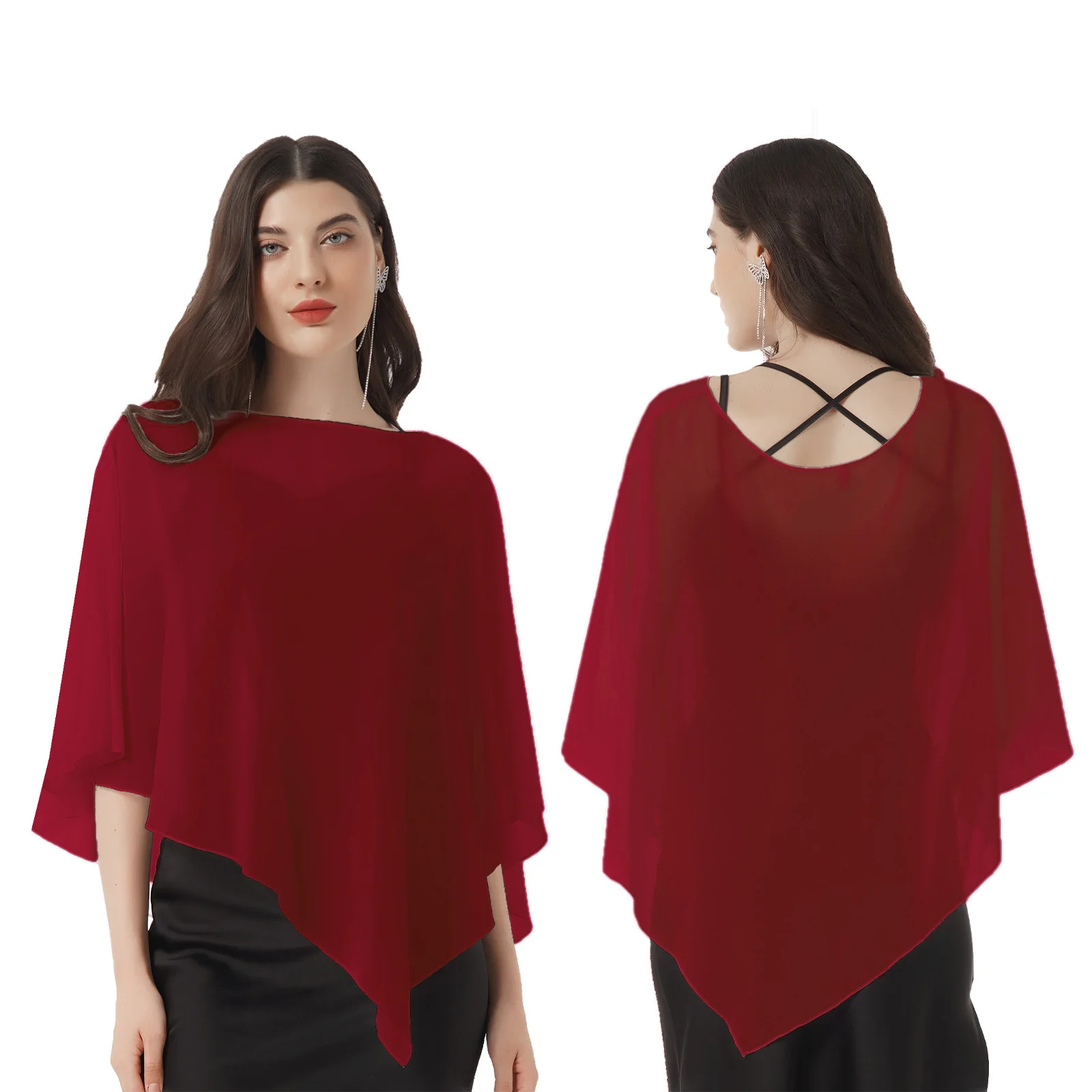 Женская накидка с круглым вырезом шифоновая Пляжная для отпуска топ свадебной