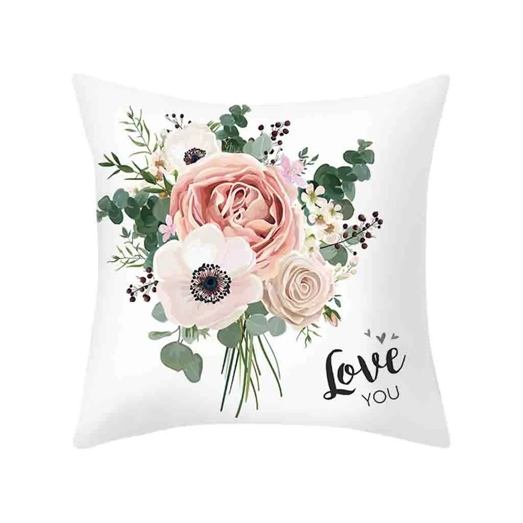 

Pillow Covers 45*45 Showy And Colorful Polyester Cushion Cover Roses Flower Pattern Throw Pillow Car Home Decoration Decorative
