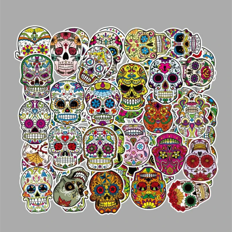50 шт. новый цветок сахарный череп модные крутые наклейки панк граффити игрушка