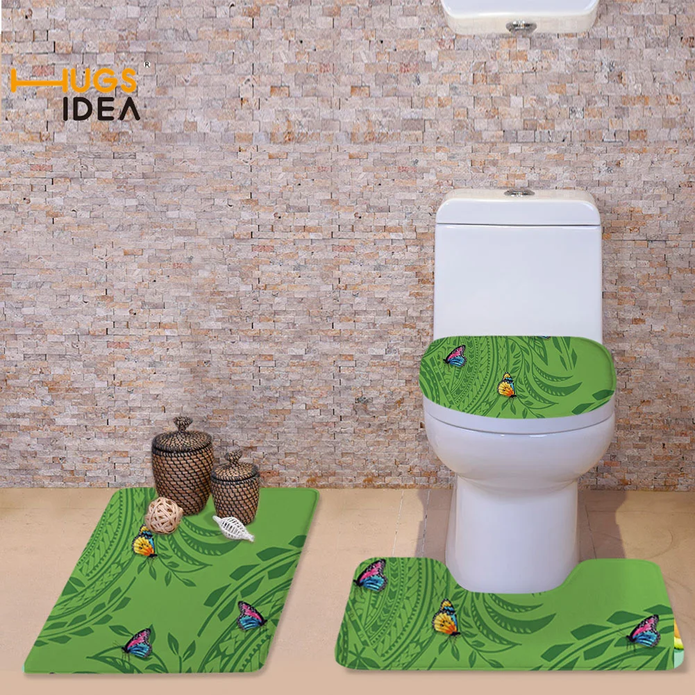 

Мягкий фланелевый контурный коврик HUGSIDEA, коврик-подставка и крышка для унитаза, красивый Племенной Дизайн в виде бабочки, милое сиденье для ...