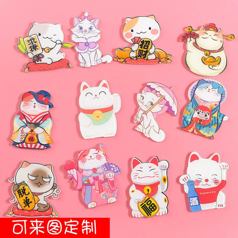 3 шт. Акриловые броши булавки в виде кошечки манэки нэко очень милые значки на
