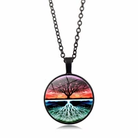mysterious tree of life photo cabochon glass pendant necklace tree of life jewelry accessories for womens mens creative gifts