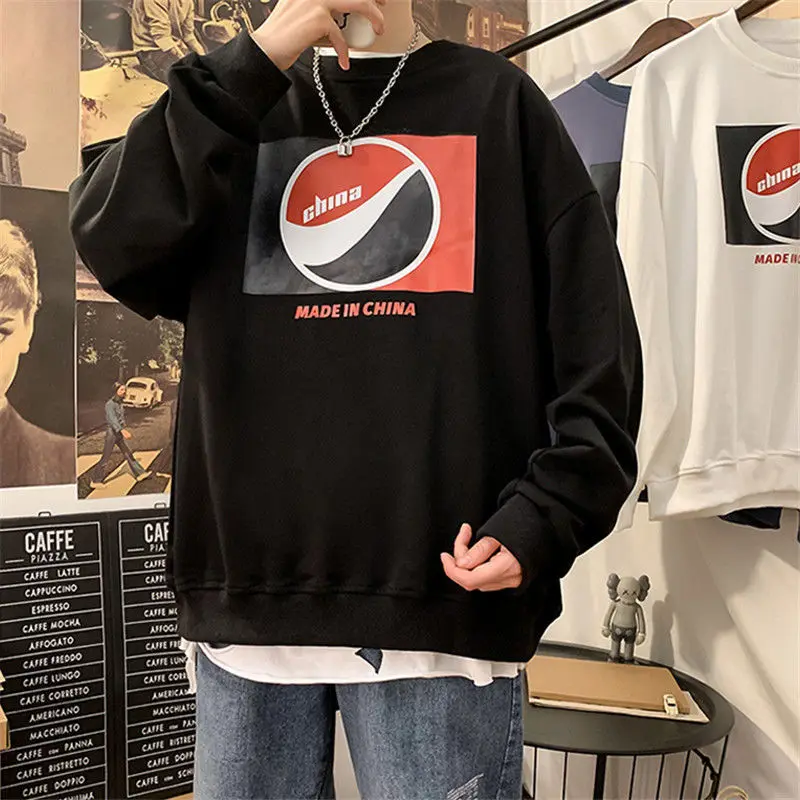 Парные толстовки Harajpoo весенний Гонконгский стиль индивидуальный принт граффити