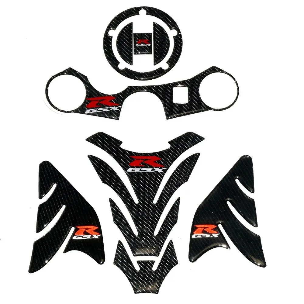 

Motorcycle Carbon Fuel Tank Cap Sticker Tank Pad Fork Triple Tree Upper Clamp Decal For SUZUKI GSXR1000 GSX-R1000 K7 2007 2008