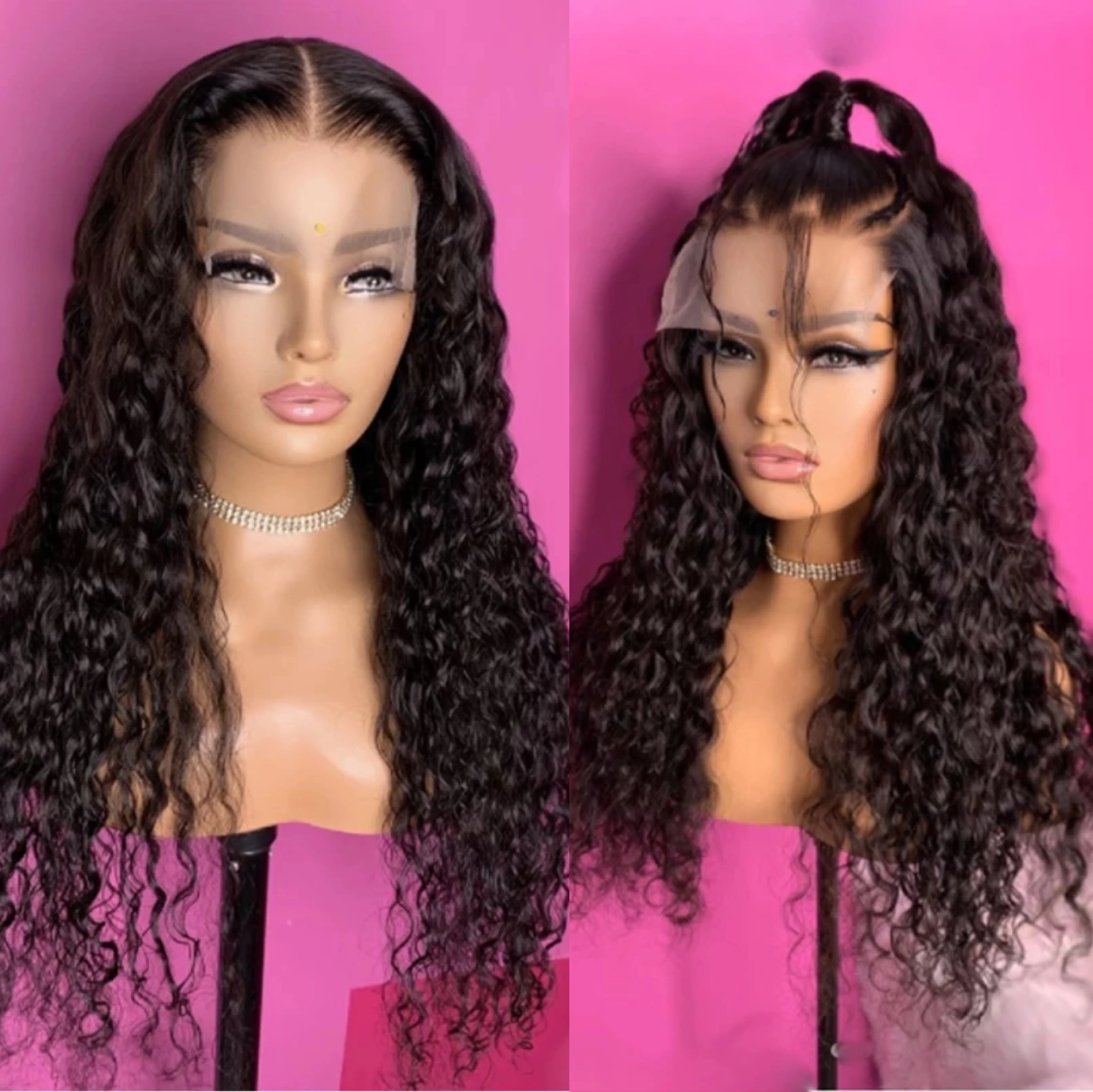 

Meinmod Black Lace Front Wigs Curly Synthetic Wigs for Women Heat Resistant Fiber Hair Heat Temperature Glueless Daily Wigs