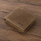 Кошелек мужской короткий из натуральной воловьей кожи, дизайнерский бумажник в стиле ретро, кредитница с европейские бумажники и кармашком для мелочи, B264-35