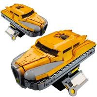moc high tech yellow car 5th element taxi building blocks town patrol cars vehicle model bricks toys for children birthday gifts