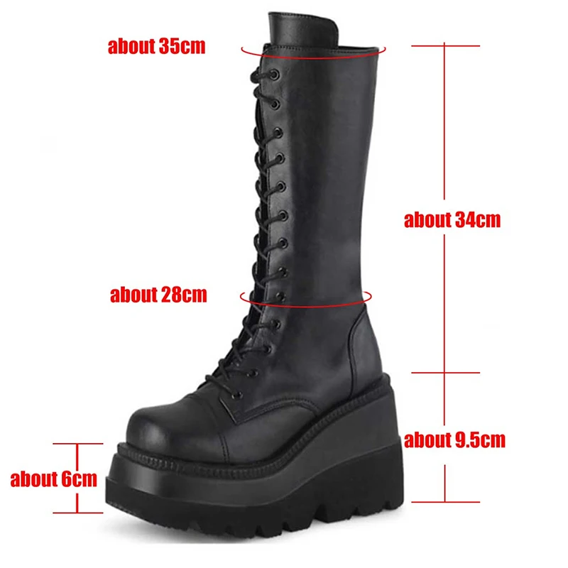 

2021 New Winter Boots Women Knee High Long Boots Leather Fashion Lace-Up Snow Boots Non-slip Black Boots Shoes Woman