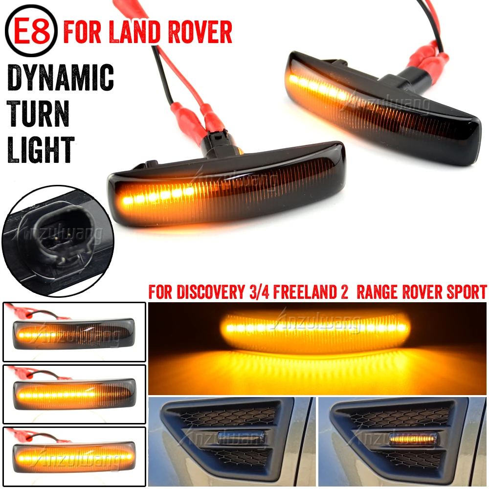 

2x Amber Dynamic LED Front Side Marker Turn Signal Light Lamp For Land Rover Range Rover Sport L320 Discovery 3/4 Freelander 2