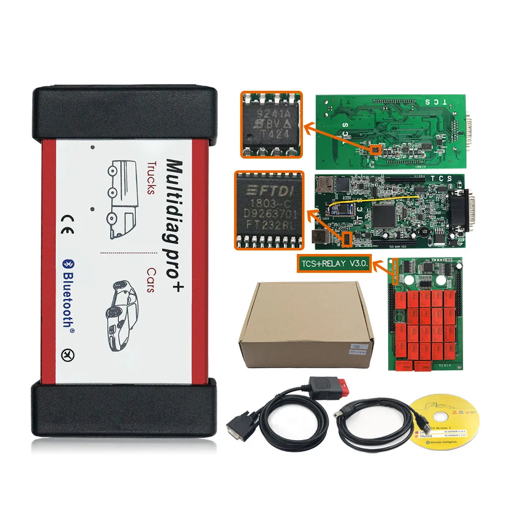 Автомобильный диагностический сканер Multidiag Pro + реле NEC 2016 00 keygen Bluetooth V3.0 9241 чипов