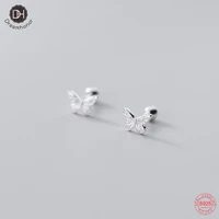 dreamhonor fashion lovely cute 925 sterling silver butterfly ball stud earrings for women student jewelry accessories smt004