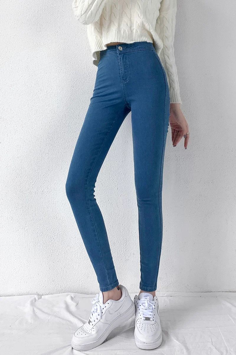 Jeans women 2021 autumn new elastic hip tight soft jeans retro slim slim Leggings high waist pencil pants
