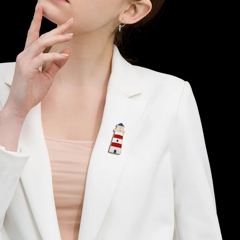Blucome изысканный ветряная мельница Маяк Форма Броши для женщин дети эмаль маленький шарф из денима рубашка с пряжкой значок подарок нагрудные булавки - Окраска металла: lighthouse