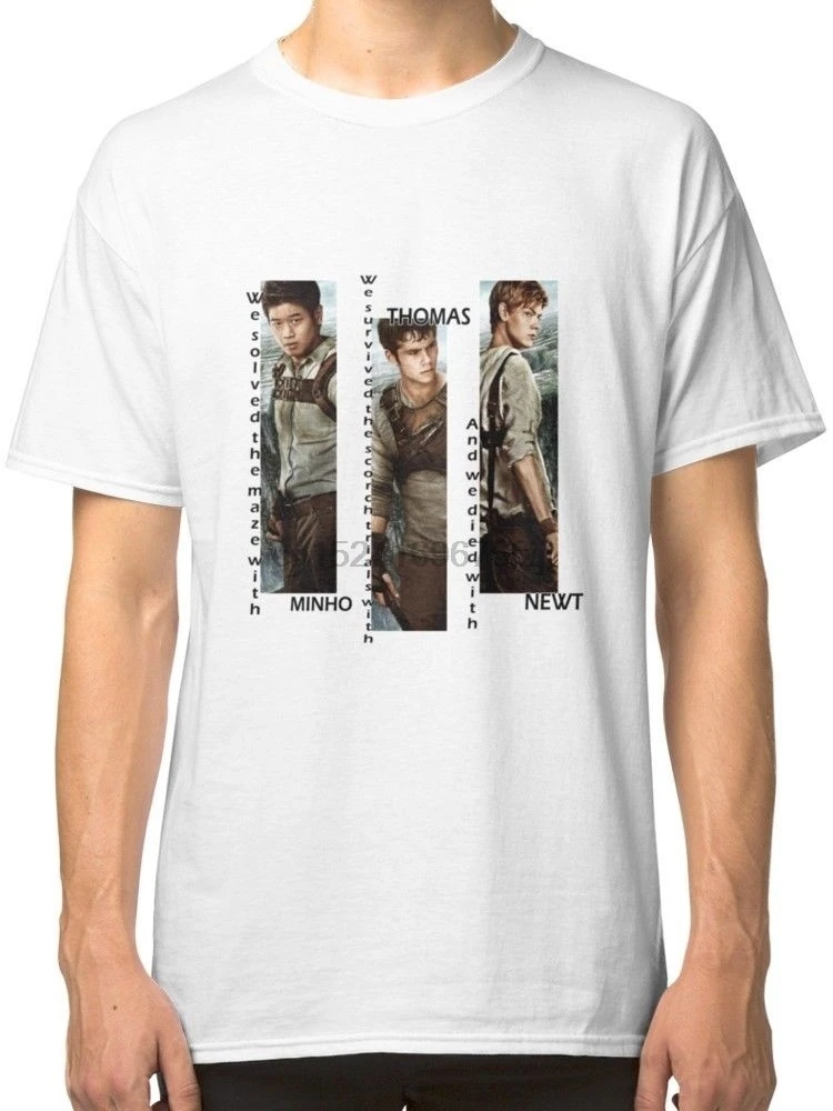 

Лабиринт Бегун-Minho Thomas Newt Мужская футболка Летняя мода Забавный принт Повседневная мужская футболка из 100% хлопка