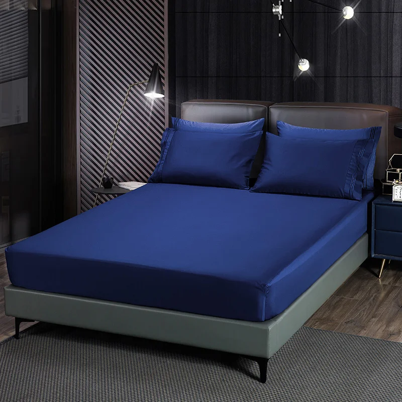 

60s Cotton Fitted Sheet With An Elastic Band Mattress Cover Solid Color Bed Sheet High Quality Egyptian Cotton Bedspread 140X200