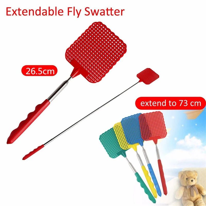 

AGN 28cm Adjustable Plastic Fly Swatters Home Long Handle Flyswatter Flapper Insect Killer can extend to 73cm