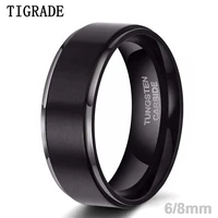 tigrade 68mm tungsten carbide ring men black brushed fashion male wedding rings vintage engagement band for couple unisex band