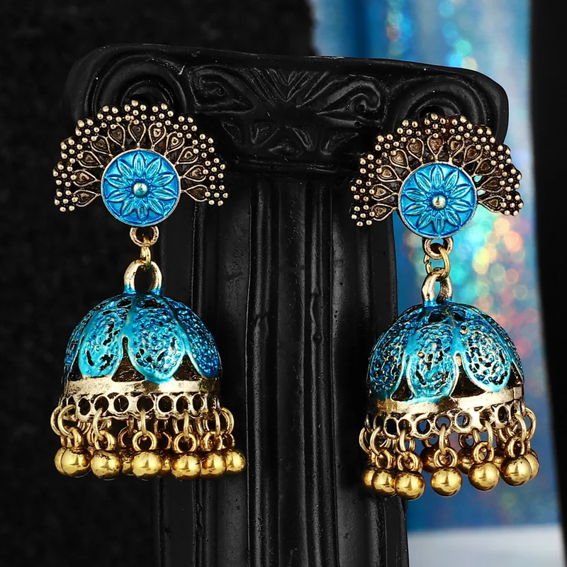 Индийские Jhumka серьги «Слоник» цыганские ювелирные изделия в стиле ретро этнические бусины в античном стиле висячие серьги с кисточками для женщин богемный подарок