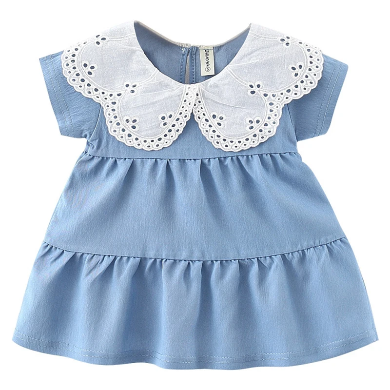 

Spring and Summer New Baby Born Girl Clothes Lacecollared Princess Dress for Toddler Girls Infant Birthday Party Tutu Dresses