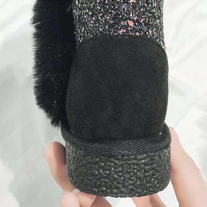 Зимние ботинки ботильоны женская обувь меховые теплые повседневная из