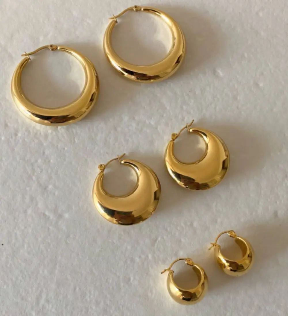 

Vintage Stainless Steel Sector Earrings for Women Trendy Gold Color Small Large Circle Hoop Earrings Punk Hip Hop Jewelry