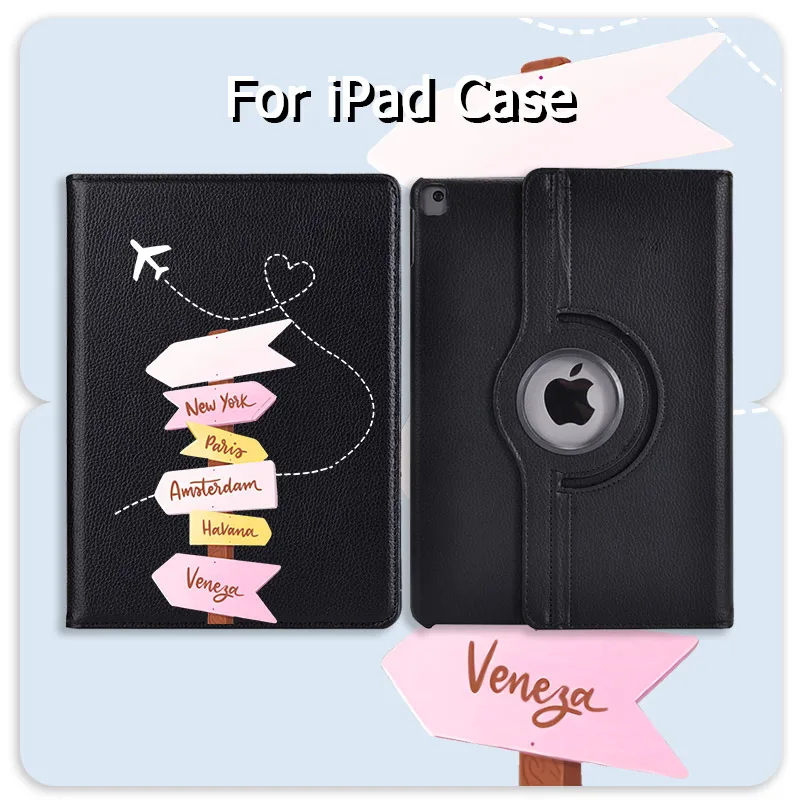 Чехол из ПУ кожи для iPad 7 го поколения с картой путешествий|Чехлы планшетов и