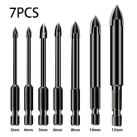 7pcs efficient universal drilling tool multifunctional cross alloy drill bit ceramic brick wall hole opening power accessories