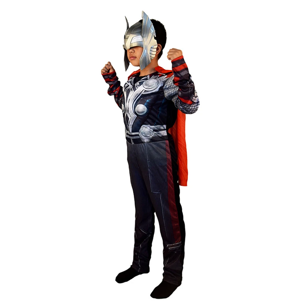 cosplay Muscle Thor Costume Anime Children's Cloak Toss Cape Role Playing With Mask Wind black fantasia |