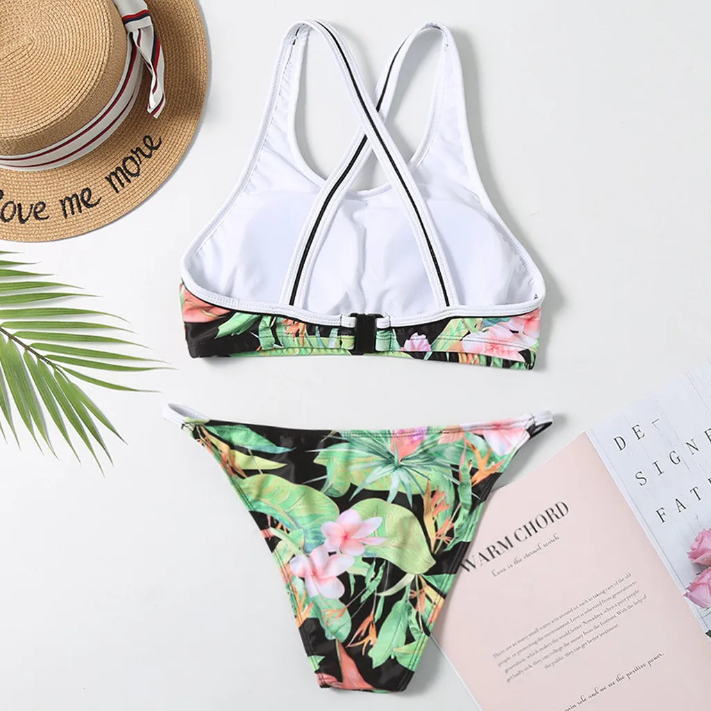 Женский винтажный купальник с О-образным вырезом и бретельками сексуальный