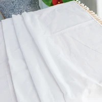 pure white folded edge tablec polyester cotton tablecloth rectangular tablecloth cover durable for home decoration wedding party