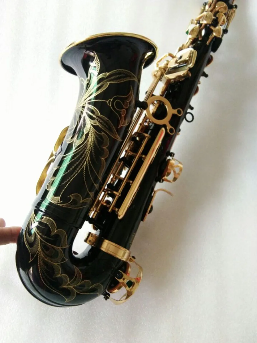 

New Hot sale Alto saxophone black brass engraving mode black gold Sax musical instruments professional Alto saxophone case