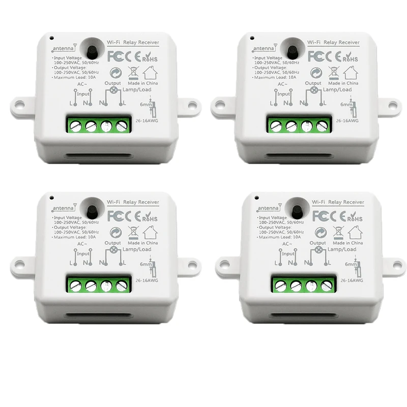 4PCS Умный дом WiFi переключатель ваших огней Голосовое управление приложение Tuya дистанционное управление мини релейный модуль с Google Home Amazon Alexa iftt - Комплект: 4PCS