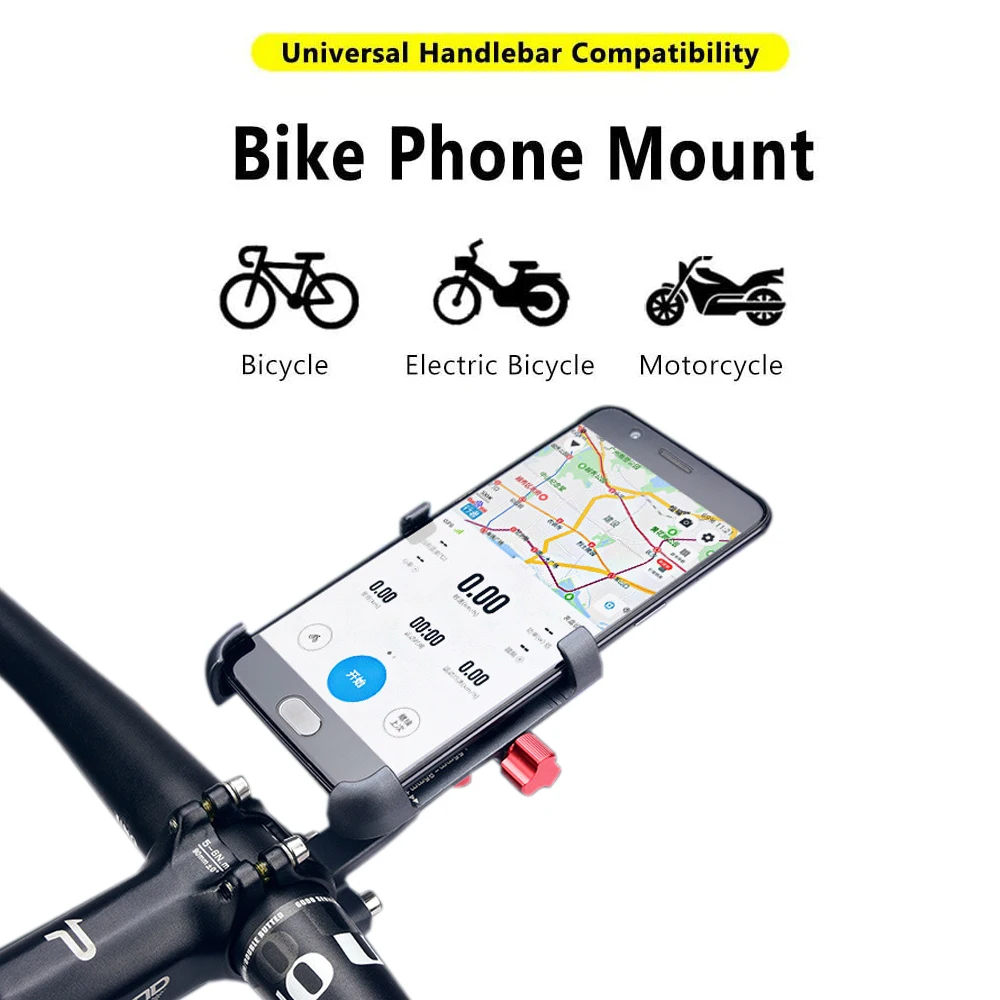 

Universal Aluminum Alloy Bike Bicycle Phone Holder Racks Motorcycle Handlebar Mount Non-Slip Moblie Cell Phone Clip for Bike